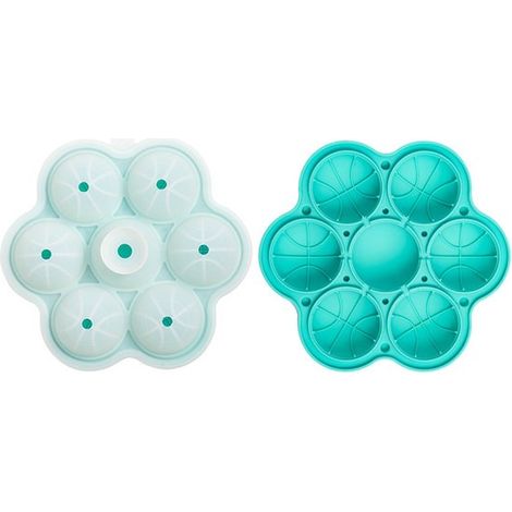 Moules à glaçons en silicone - Bac à glaçons - Bac à glaçons en silicone - Grande boîte à glaçons avec 7 billes - Bac à glaçons rond de 5 cm - Machine à glaçons sphériques - Bleu (1/5)