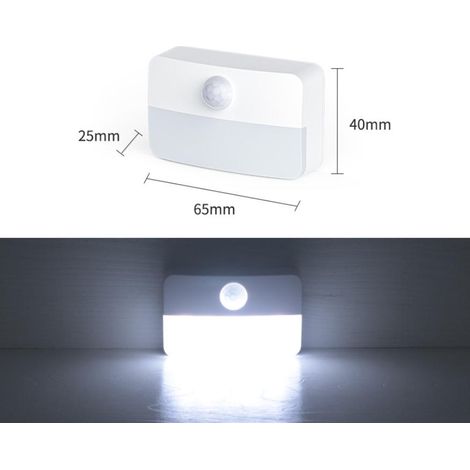 Veilleuse LED sans fil blanc froid, alimentée par batterie avec capteur de mouvement (1/5)