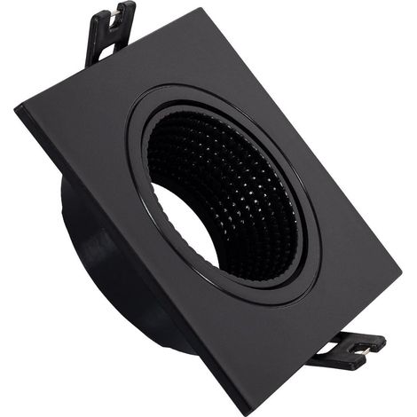 Aro Downlight Cuadrado Basculante para Bombilla LED GU10 / GU5.3 Corte Ø80 mm Negro (1/4)