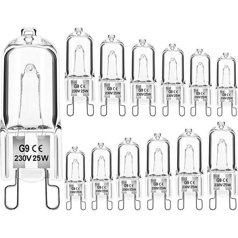 Pack of 12 G9 Halogen Bulbs Clear Capsule Dimmable 25W 230V Warm White for Oven, Microwave, Cooker, Ceiling Lights [Energy Class G] (1/5)