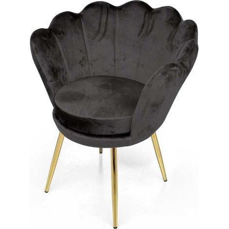 Poltrona in velluto nero cm 58x67x79h