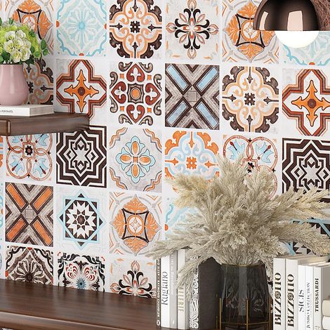 Carrelage Adhesif Mural Cuisine Impermeable Stickers Carrelage Salle de Bain Credence Adhesive pour Cuisine Papier Adhesif pour Meuble Carreaux de Ciment Rouleau Adhesif Decoratif 40CMx2M (1/5)