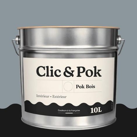 Peinture Bois Extérieur – POK BOIS - 10L - RAL 7001 - Gris argent- Résistante aux intempéries - Ne s'écaille pas