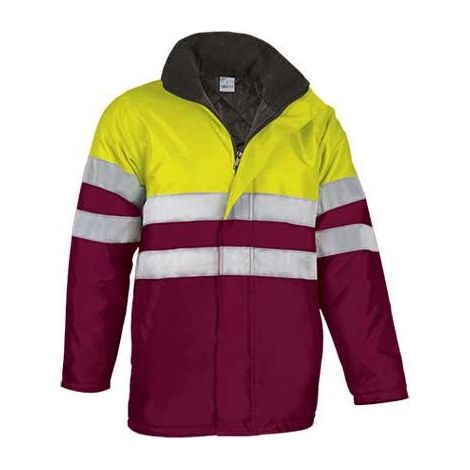Parka de alta visibilidad con relleno acolchado VALENTO Traffic 3XL Amarillo fluor / Granate