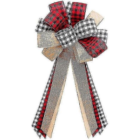 25-26 Grands nœuds en ruban pour sapin de Noël, décoration de Noël 2021, accessoire pour la maison et le Nouvel An (1/4)