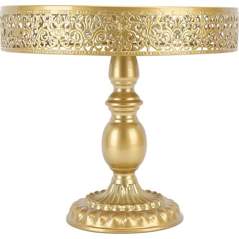 Présentoir à desserts doré, porte-gâteaux en dentelle, montage facile, présentoir rond pour fêtes. (1/5)