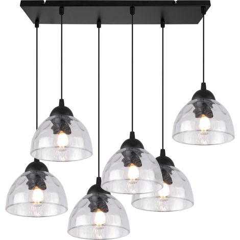 LAMPADA A SOSPENSIONE VENICE 6 PARALUMI PIATTI TRASPARENTI E27 (1/5)