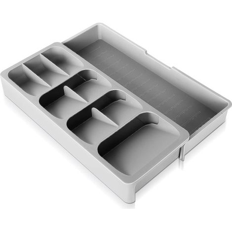 Plateau à couverts extensible, boîte à couverts de rangement en plastique pour la cuisine (1/5)