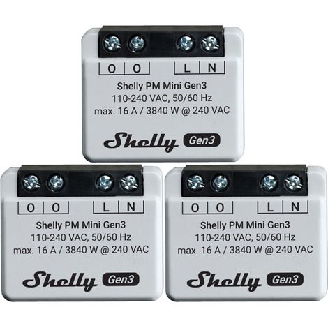 Compteur de puissance Wi-Fi SHELLY Plus PM Mini Gen.3, blanc, 3 pièces (1/5)