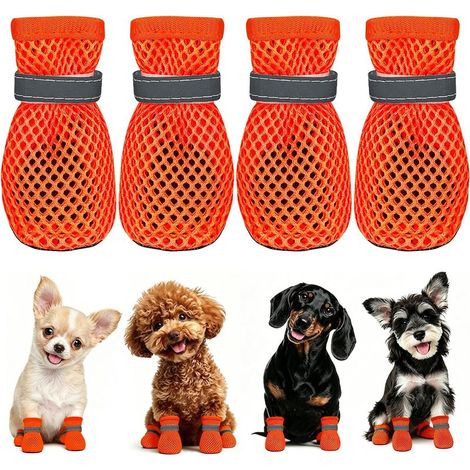 Chaussures d’Été pour Petits Chiens 4 Pièces Chaussures en Maille Respirantes et Antidérapantes pour l’Extérieur Protègent Les Pattes des Brûlures Attention: ne Choisissez Pas Votre Taille habituelle (1/5)