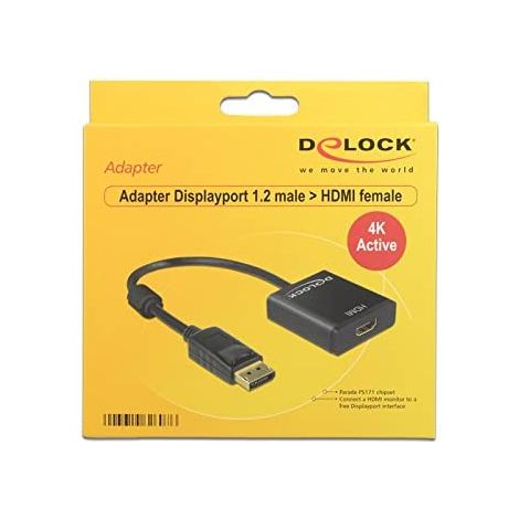 Câble adaptateur Delock DisplayPort / HDMI Fiche mâle DisplayPort, Prise femelle HDMI-A 0.20 m noir 62607 contacts dorés Câble DisplayPort C670891 (1/2)