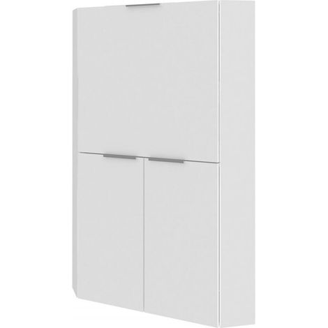 Dmora - Scrivania Akiro, Mobile multiuso con scaffali e piano da lavoro, Tavolo multiuso per ufficio, Scrivania salvaspazio multiposizione, 100% Made in Italy, cm 70x57h140, Bianco lucido (1/5)