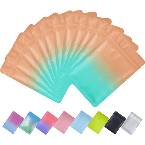 100 Sachets Zip, Pochettes Mylar, Aluminium Intérieur, Fermeture Hermétique, 9x16 cm, Aliment Cosmétique