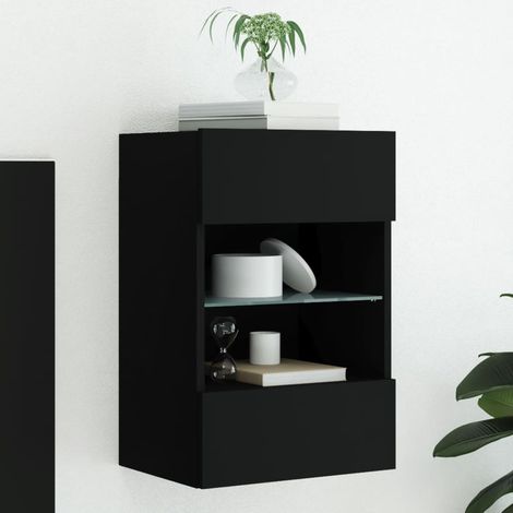 TV-Wandschrank mit LED-Leuchten Schwarz 40x30x60,5 cm (1/5)