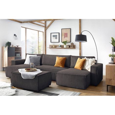 BOBOCHIC - Pouf NIHAD velours côtelé Marron (1/4)
