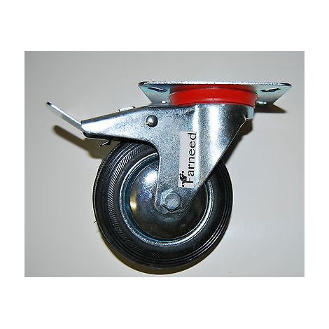 Ruota Per Carrelli con freno Carrello Industriale Base Girevole 4'' 10 cm