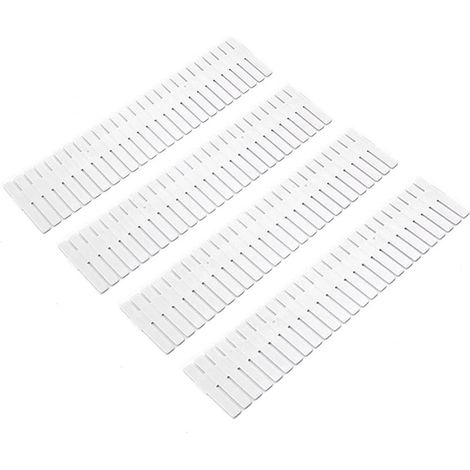 Set di 4 divisori per cassetti in plastica a griglia, organizer regolabile per calze, biancheria intima e altri oggetti, colore bianco. (1/5)