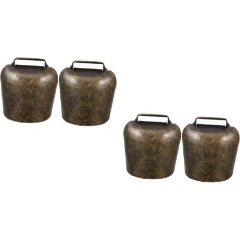 4pièces Cloches Bronze Pour Animaux De Ferme Grelots Thicken Pour Moutons Chevaux Vaches Accessoires De Pâturage Avec Large (1/5)