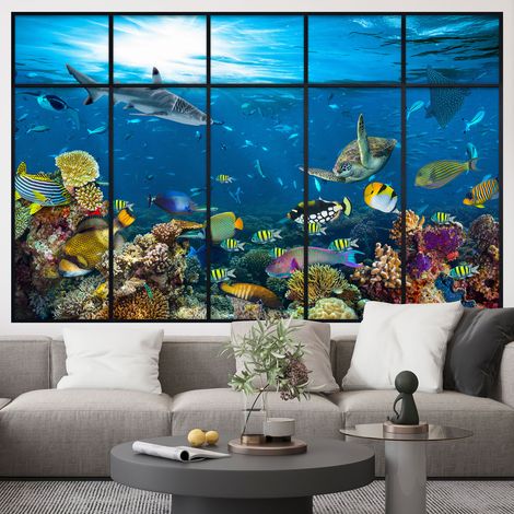 Stickers Trompe l'oeil fenêtre verrière - Océan - 60 x 95 cm (1/5)
