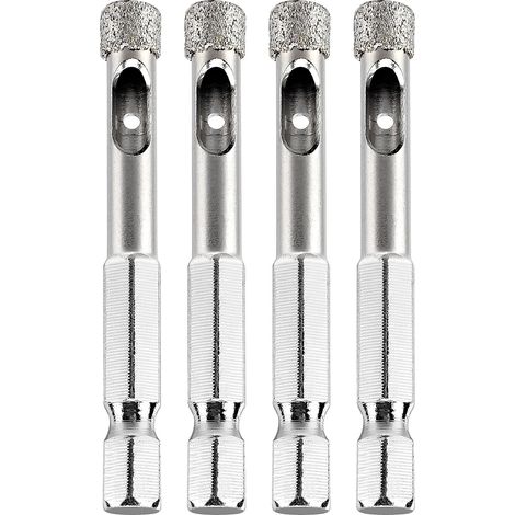 4-pièces 1/4" (6mm) scie cloche carrelage foret diamant carrelage avec foret de centrage – Revêtue de diamant Adaptée pour,Verre, Marbre, Porcelaine et Céramique, pots de fleurs, pierre (1/5)