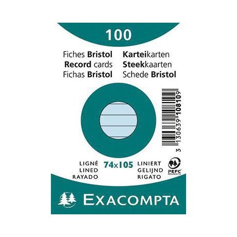 Exacompta Karteikarte 10810SE DIN A7 liniert blau 100 St./Pack. (1/4)