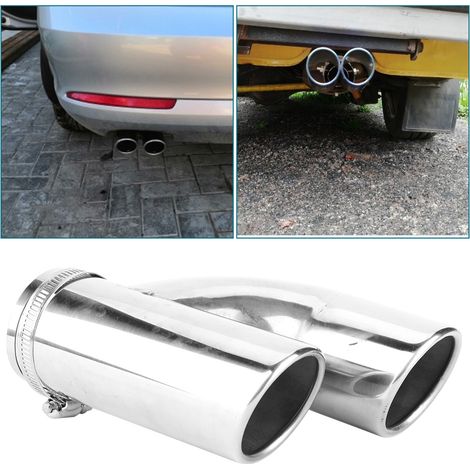 Embout de pot d'échappement universel A2008 pour voiture, extrémité oblique circulaire, double sortie arrière, 62 mm (1/5)
