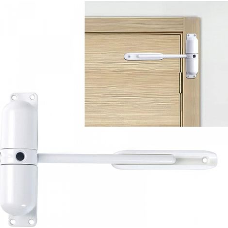 Ferme-porte automatique, ressort de sécurité - Facile à installer pour convertir les portes à charnières en fermeture automatique - Blanc (1/5)