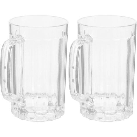 Lot de 2 gobelets transparents de 500 ml pour bière, jus ou eau.-8X8CM (1/4)