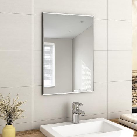 EMKE Bathroom Mirror Frameless Modern Wall Mounted Mirror 700x500mm (1/5)