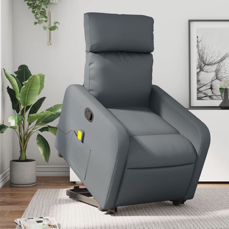 Fauteuil inclinable de massage-Chaise de relaxation-Fauteuil Relax Gris Similicuir 596244 (1/5)
