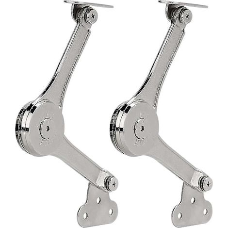 Deux charnières de support de couvercle robustes avec fonction de fermeture en douceur sont pliables et conçues pour une utilisation dans les armoires, maintenant les couvercles ouverts. (1/5)