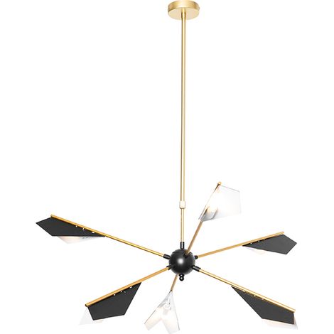 Design-Hängelampe Schwarz mit Gold 6-flammig - Sinem