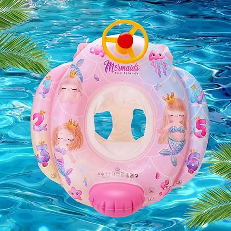Bébé bouée de piscine avec volant et poignées, siège gonflable pour enfant, anneau de natation jouet, aide à la flottaison pour bébé, lot de 1 (1/5)