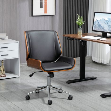 Bürostuhl 53x60x86-96 cm Schwarz aus Kunstleder höhenverstellbar mit Kippfunktion (1/5)