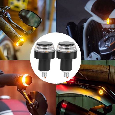 Lot de 2 feux de plaque d'immatriculation à LED avec câble de 70 cm (27,6 pouces), accessoire pour moto, quad et scooter. Blanc virant au jaune. (1/5)
