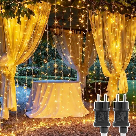 Guirlandes lumineuses Noël Extérieur, Rideau Lumineux Extérieure et Intérieur 3m x 2 m, 8 Modes Étanche Guirlande Rideau Lumineuse pour Noël Décor Mural Fenêtre Mariage Fête Anniversaire