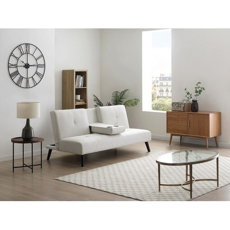 Divano 3 posti clic-clac in tessuto beige con tavolino CLOSIPA (1/4)