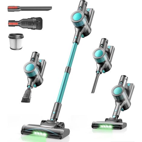 Aspirateur Balai sans Fil 45KPa, Aspirateur sans Fil Puissant, 50 Min Autonomie, Batterie Amovible, Brosse Anti-Enchevêtrement LED, Aspirateur Léger pour Poils d'animaux, Tapis, Sols Durs Canapé (1/5)