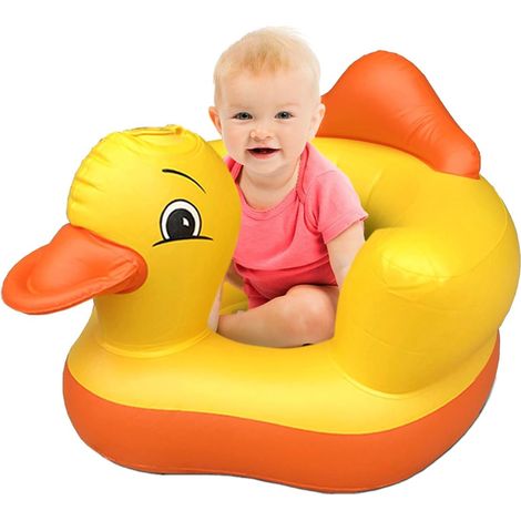 Chaise gonflable bébé apprenant à s'asseoir modèle canard jaune-orange, siège gonflable ludique pour bébé apprenant à s'asseoir à la maison (1/5)