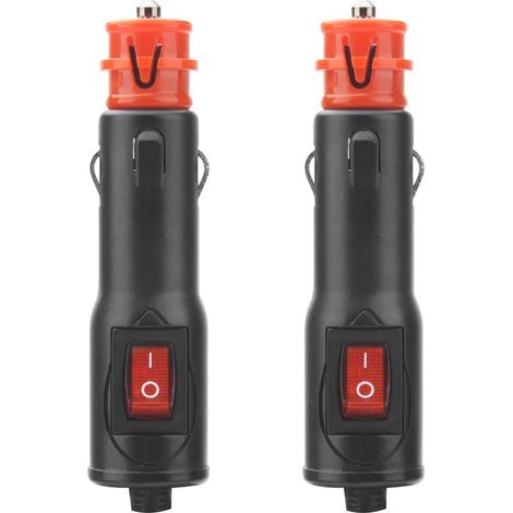 Lot de 2 prises allume-cigare de style européen - 12 V - Avec interrupteur rouge et fusible 10 A - Convient pour voiture, camion, voiture, moto (1/4)