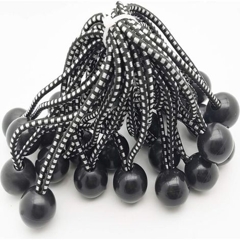 Nazalus-Hot sale-25 professionelle Gummi-Elastikspanner mit Kugel (schwarz 145 mm) für Zelte, Planen, Poster. Planenspanner, Gummiband, Planenstütze, Planengummi, Gummispanner.-