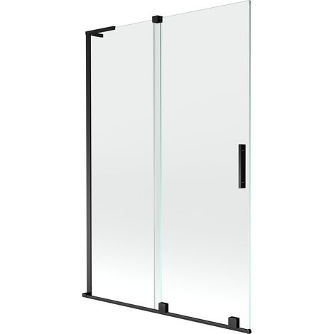 Mexen Velar L paratia per vasca da bagno a 2 ante scorrevoli 120 x 150 cm, trasparente, nero - 896-120-003-01-70 (1/5)