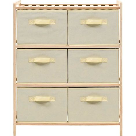 Maison Exclusive - Étagère de rangement 6 paniers Tissu Bois de cèdre Beige (1/5)