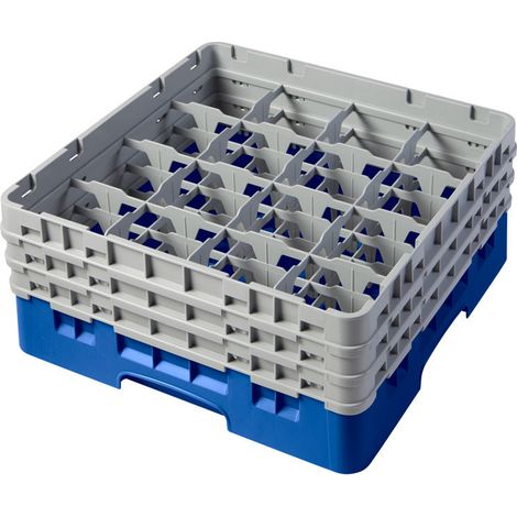 Casier de lavage haut max 17.4 cm - 50 x 50 x 22.5 cm - Bleu - Lot de 3 - Cambro