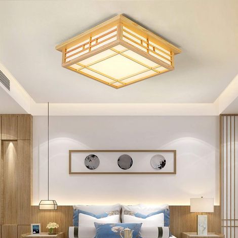 Japanische Deckenleuchte Holz Tatami Lampe LED dimmbare Deckenleuchte Wohnzimmer, Schlafzimmer Pendelleuchte