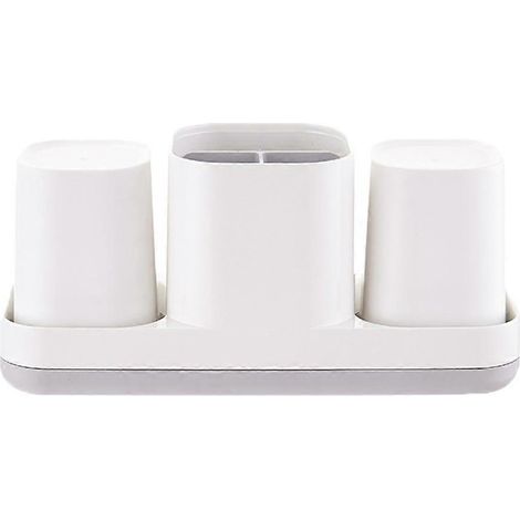 Porte-brosse à dents avec 2 gobelets pour salle de bain - Organisateur pour lavabo et dentifrice (1/4)