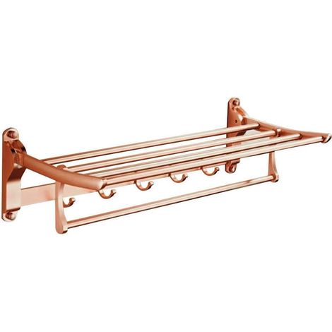 60 cm breite, wandmontierte Handtuchstange aus Aluminium mit Haken, multifunktionales Regal für Küche/Badezimmer