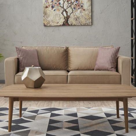 2-Sitzer Sofa Kahl Velvet Creme