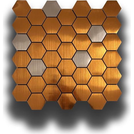 Piastrelle 3D Autoadesive in PET acustiche e isolanti 30x30cm (4mm spessore) ESAGONI ORO ARGENTO