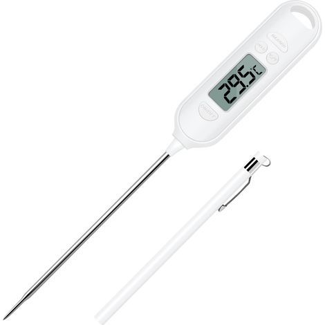 Kochthermometer – 13,5 cm Sonde – Digitales LCD-Display – Anzeige in °C/°F – Haltefunktion – Automatische Abschaltung – Für Fleisch, Milch, Öl, Wein, Grillgut und heißes Wasser – 1 Stück (1/5)